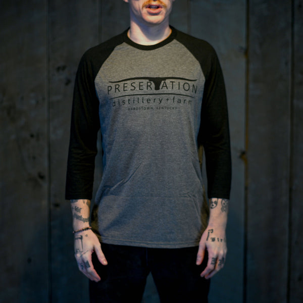 Preservation Baseball Tee - Black & Gray